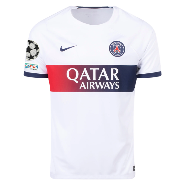 Nike Paris Saint-Germain Warren Zaïre-Emery Away Jersey w/ Champions League Patches 23/24 (White/Midnight Navy)