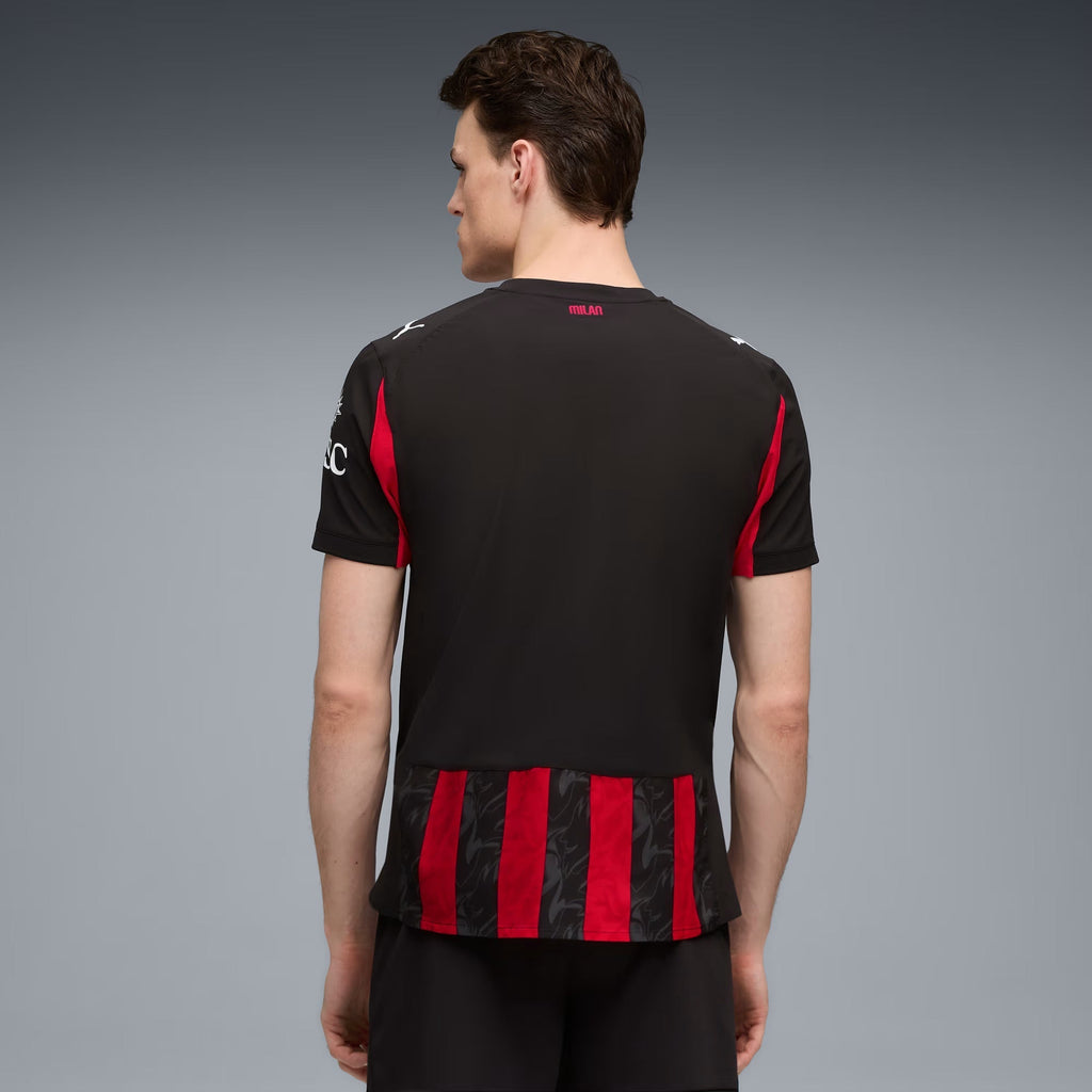Puma Men's AC Milan Authentic Home Jersey 25/26 w/ Seria A Patch (Red/Black)