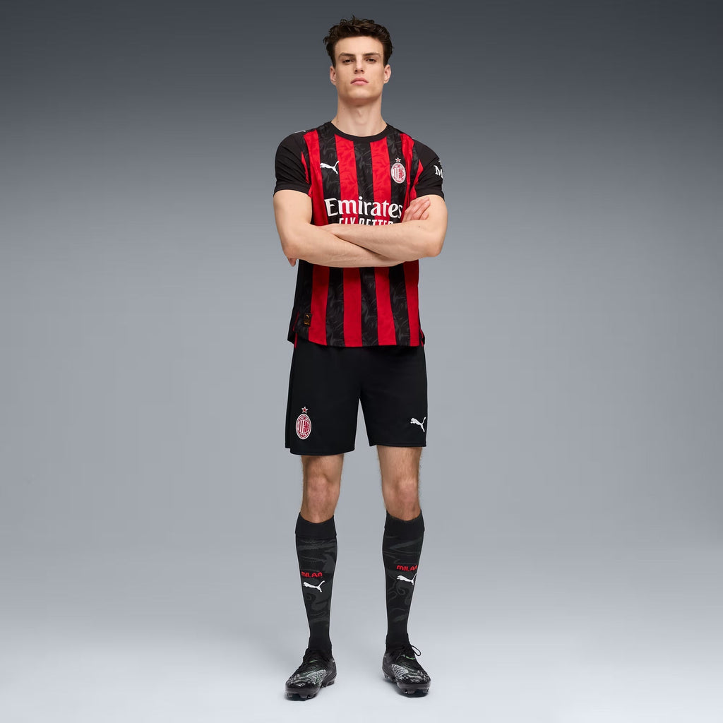 Puma Pavlovic Men's AC Milan Authentic Home Jersey 25/26 w/ Seria A Patch (Red/Black) (Copy)