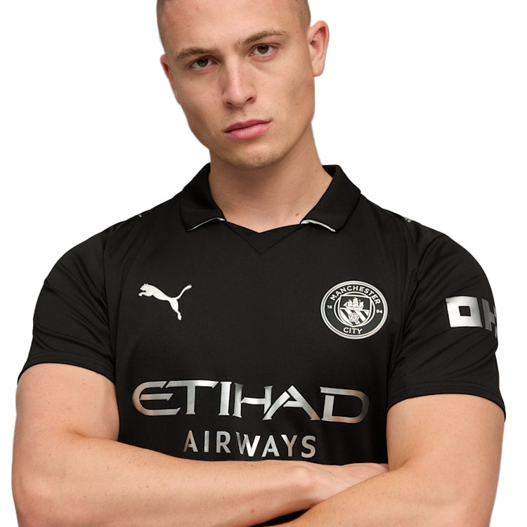 Puma Stones Men's Manchester City Away Jersey 25/26 w/ NRFR + EPL Patches (Puma Black)