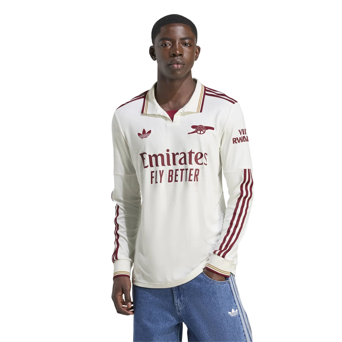 adidas Arsenal Gabriel Martinelli Third Long Sleeve Jersey w/ EPL + No Room For Racism 25/26 (White/Burgundy)