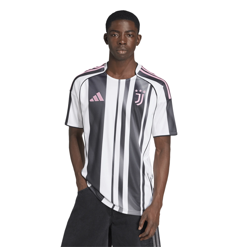 adidas Juventus Adzic Home Jersey w/ Champions League Patches 25/26 (White/Black/Pink)