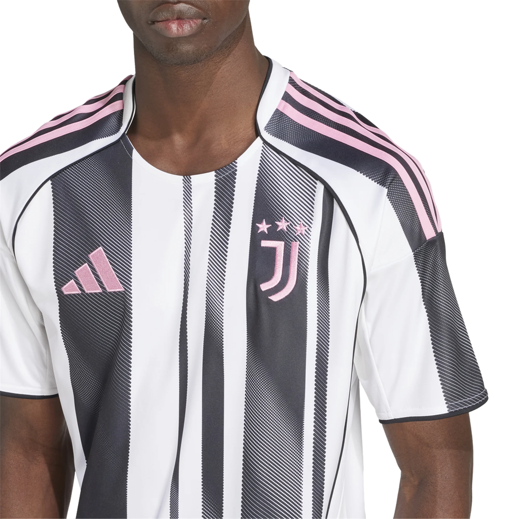 adidas Juventus Bremer Home Jersey w/ Champions League Patches 25/26 (White/Black/Pink)