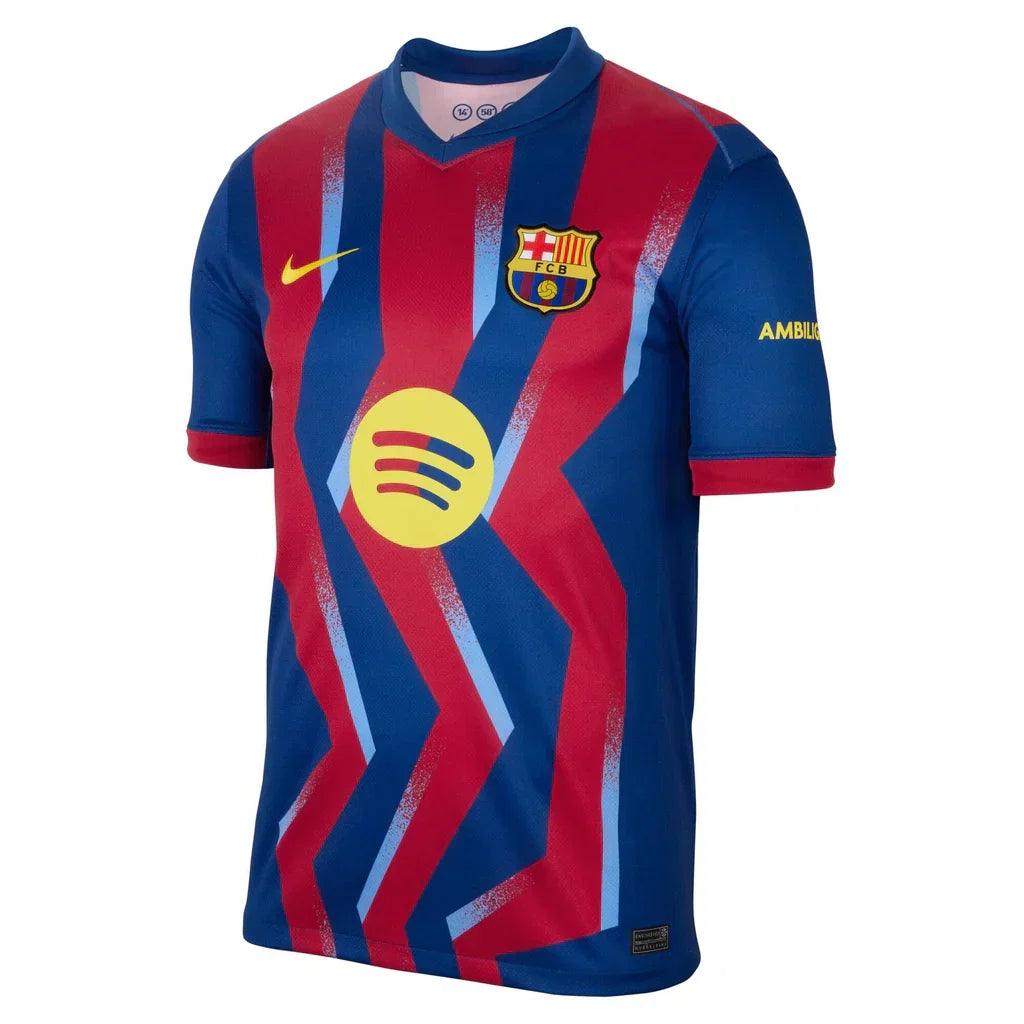 Nike Men's FC Barcelona Ferran 4th Jersey 25/26 w/ La Liga Patches (Blue/Red/Yellow)