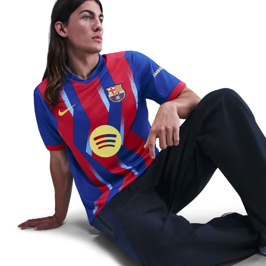 Nike Men's FC Barcelona 4th Jersey 25/26 (Blue/Red/Yellow)