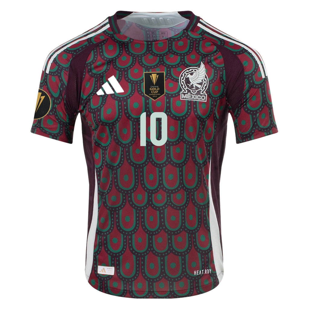 adidas Alexis Vega Mexico Authentic Home Jersey 24/25 w/ Gold Cup 2025 Patches (Multicolor)
