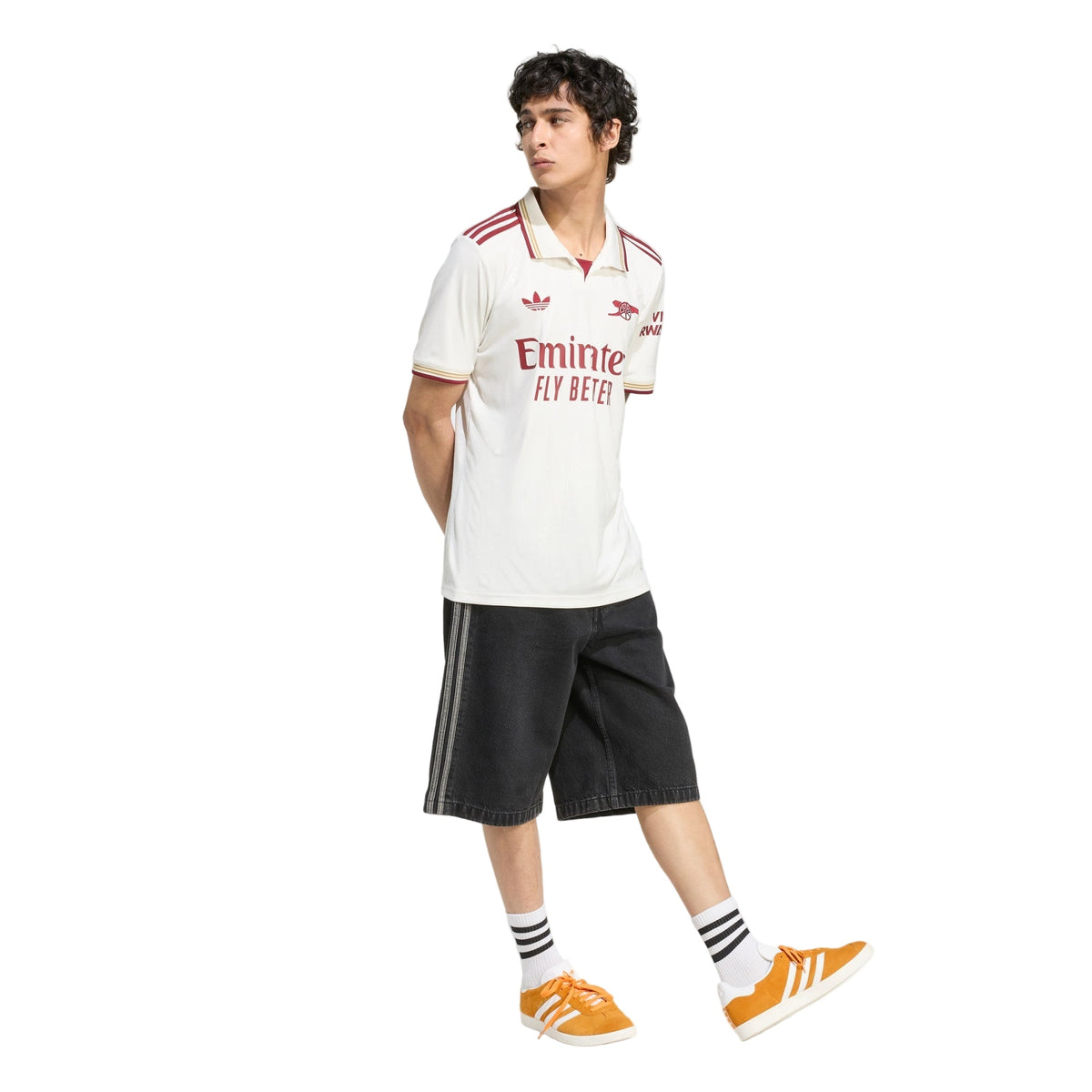 adidas Madueke Men's Arsenal FC Third Jersey 25/26 w/ NRFR + EPL Patches (White/Burgundy)