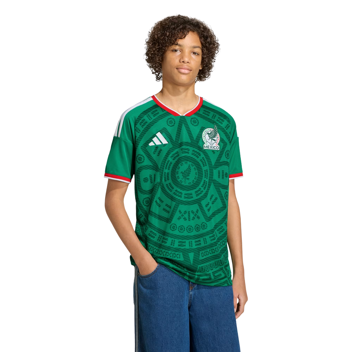 adidas Youth C. Montes Mexico 2026 Home World Cup Jersey (Bold Green)