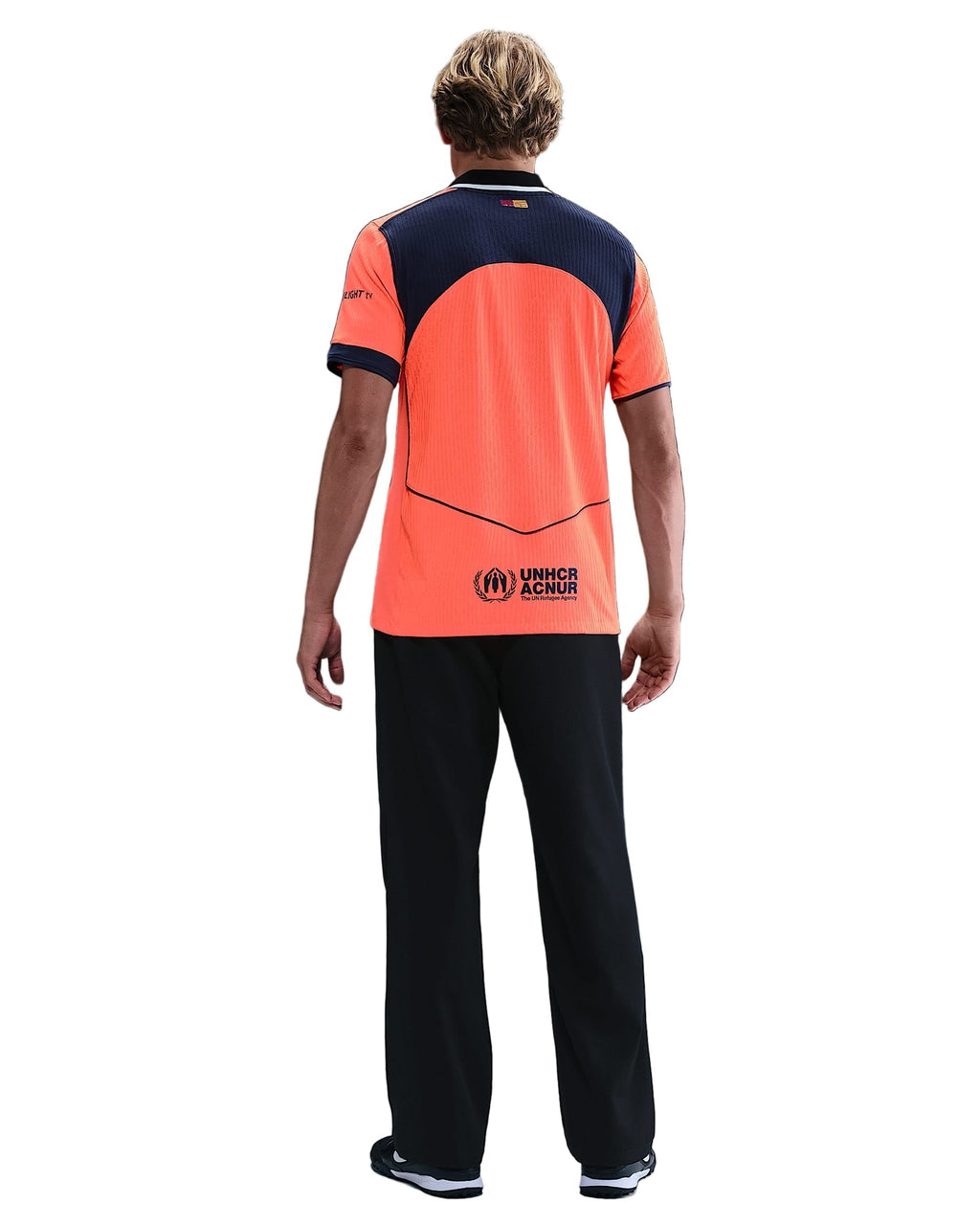 Nike FC Barcelona Third T90 Authentic Jersey 25/26 w/ Champions League Patches (Bright Mango/Midnight Navy)