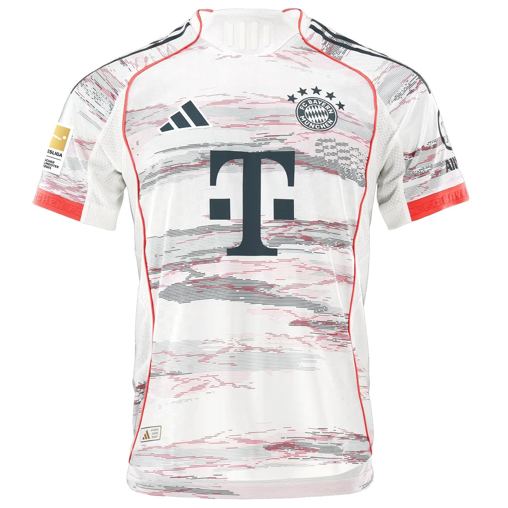 adidas Muller Special Authentic Away Jersey 25/26 w/ Sponsor + Meister Bundesliga Patch (White/Red)