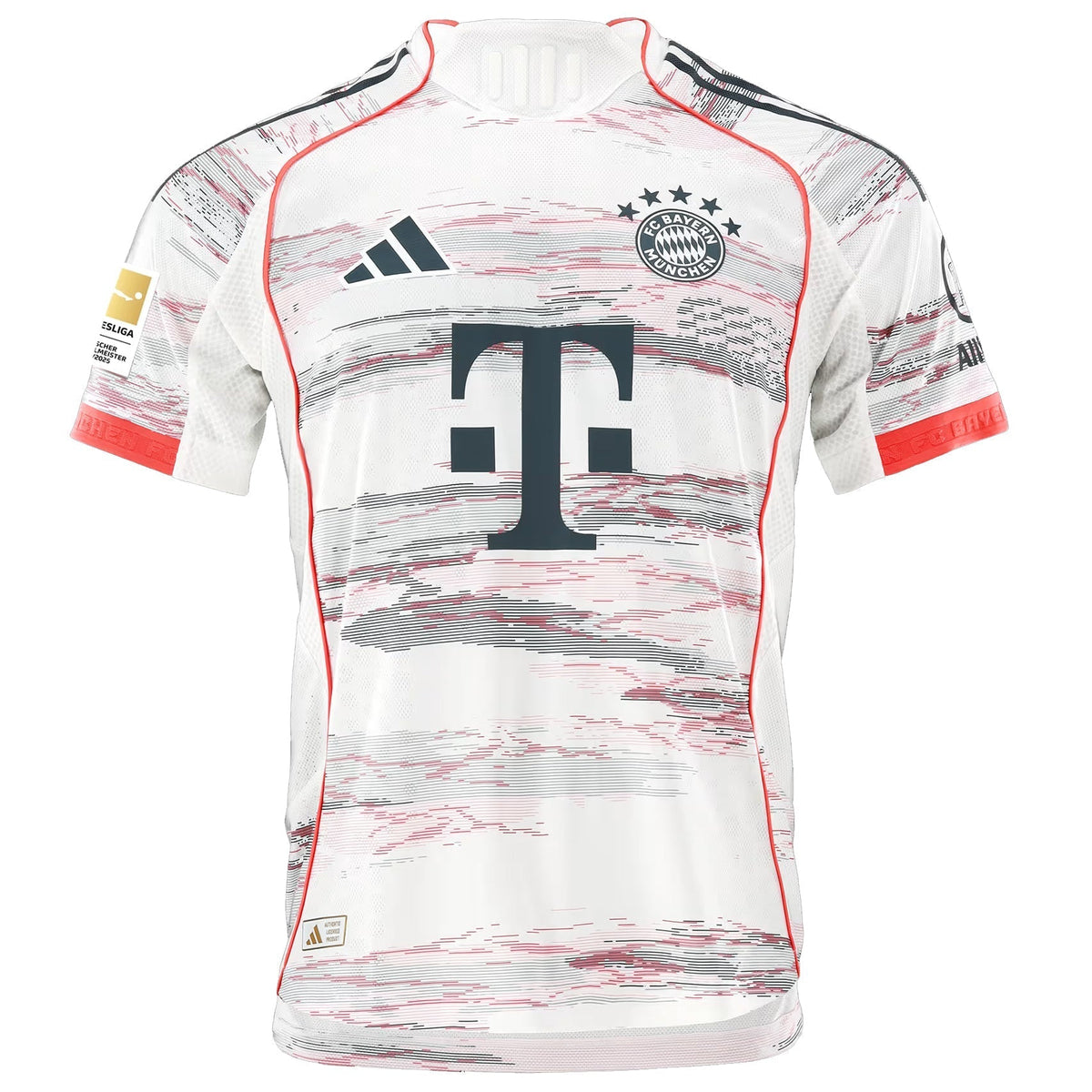 adidas Muller Special Authentic Away Jersey 25/26 w/ Sponsor + Meister Bundesliga Patch (White/Red)