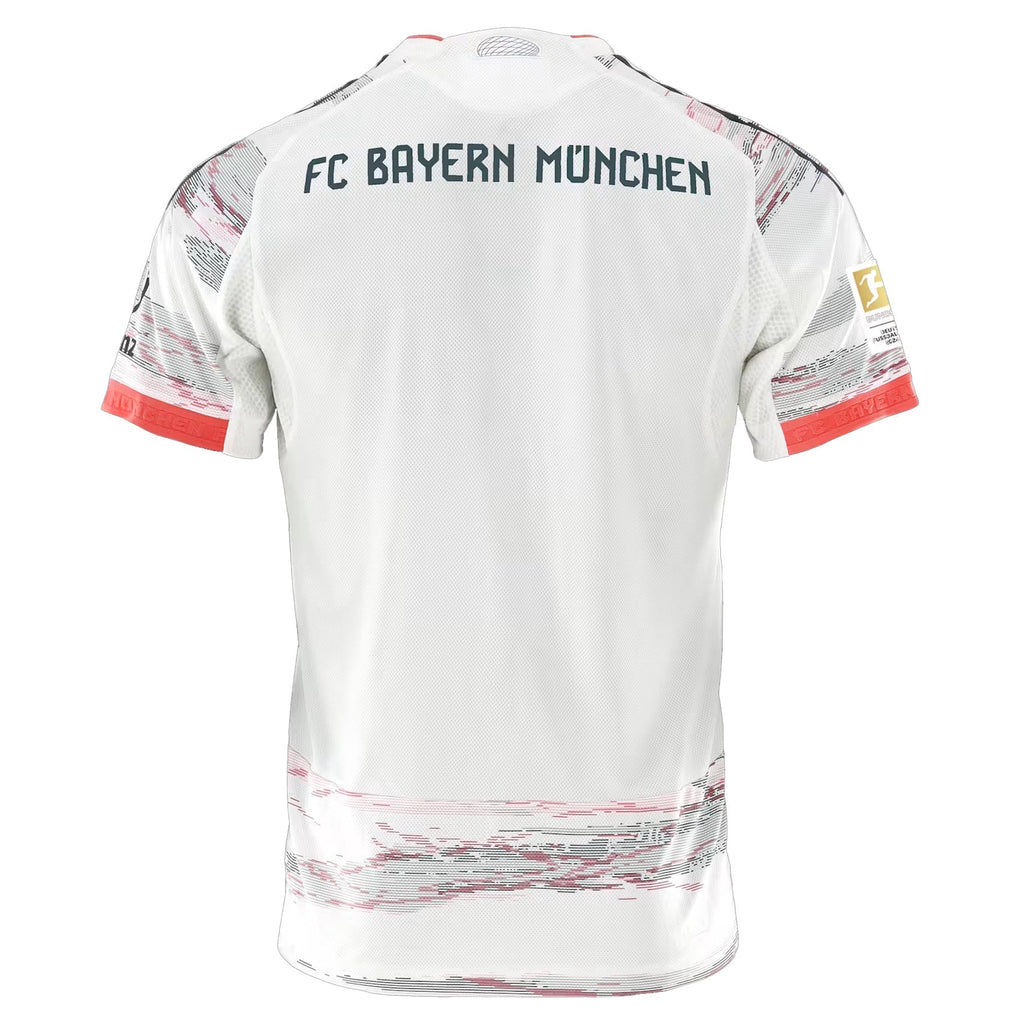 adidas Harry Kane Bayern Munich Authentic Away Jersey 25/26 w/ Sponsor + Meister Bundesliga Patch (White/Red)