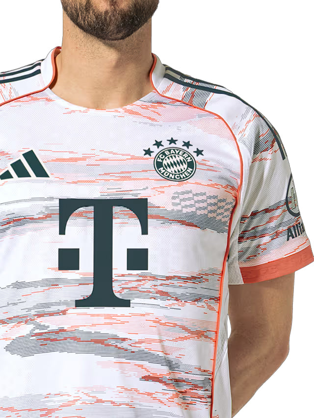 adidas Laimer Authentic Away Jersey 25/26 w/ Sponsor + Meister Bundesliga Patch (White/Red)