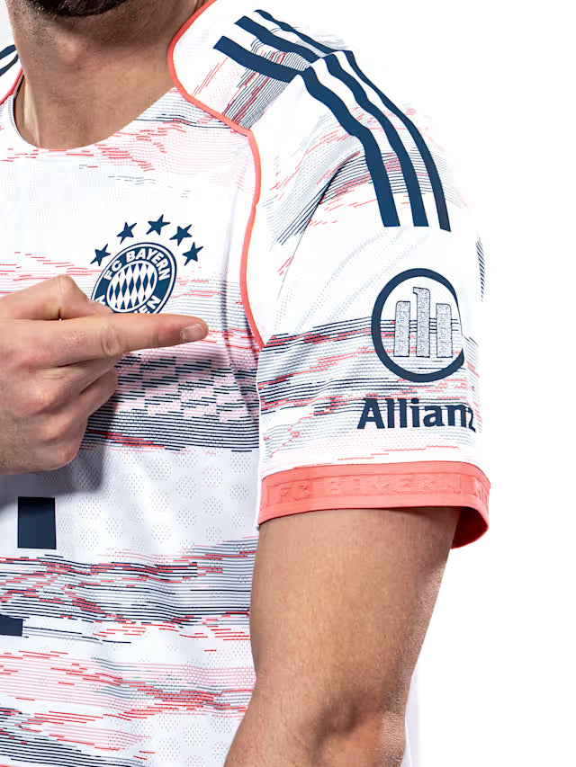 adidas Laimer Authentic Away Jersey 25/26 w/ Sponsor + Meister Bundesliga Patch (White/Red)