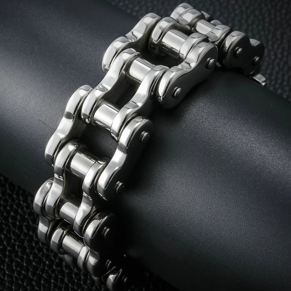 22/24CM Long 21MM Wide Bracelet Men Rock And Roll Motorcycle Chain Men's Bracelets Heavy Stainless Steel Bangles Biker Jewelry