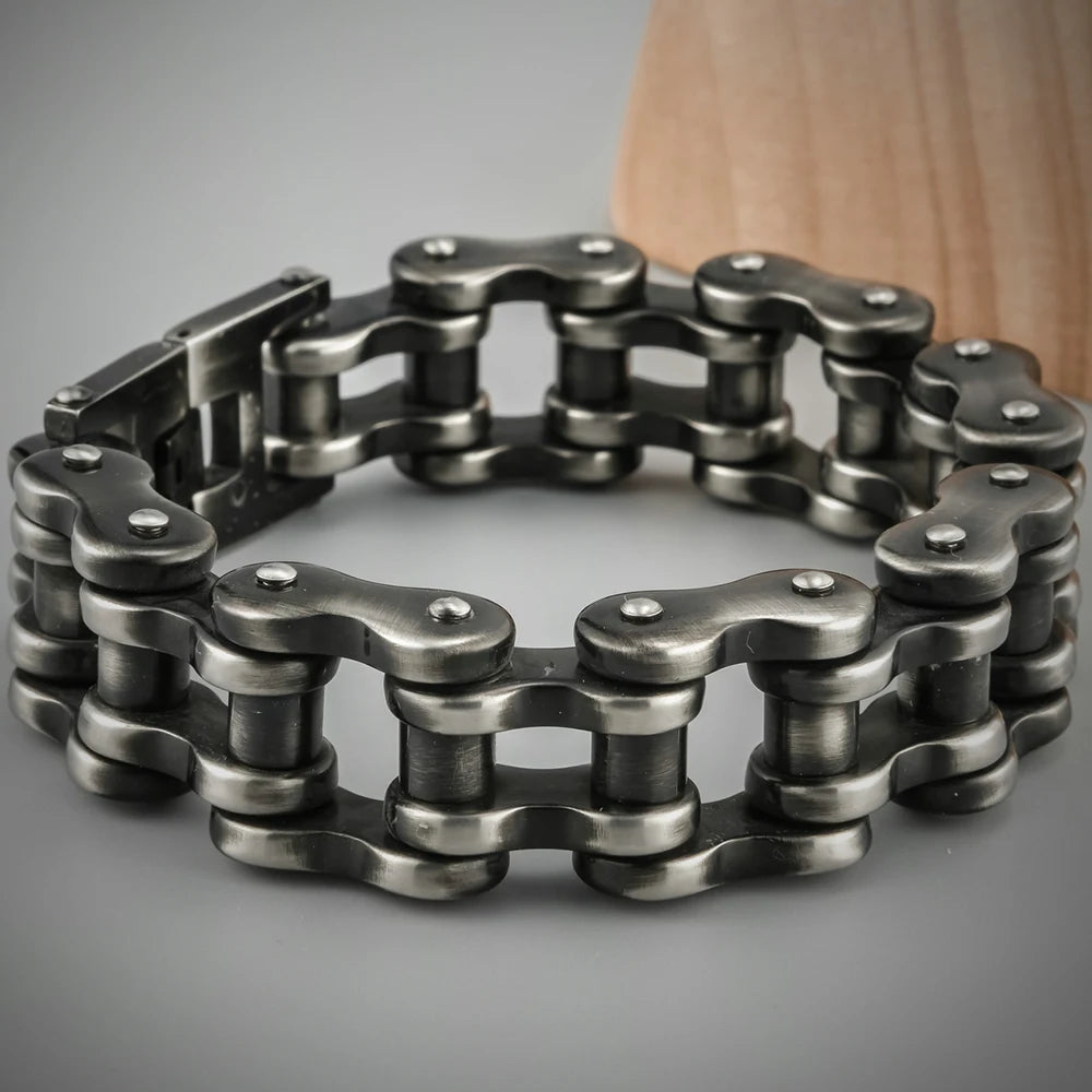 22/24CM Long 21MM Wide Bracelet Men Rock And Roll Motorcycle Chain Men's Bracelets Heavy Stainless Steel Bangles Biker Jewelry