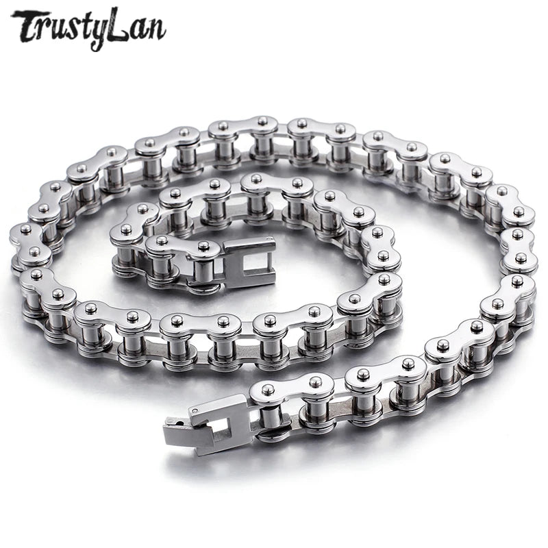 Rock And Roll Necklace Men 11MM 22" 316L Stainless Steel Men's Bicycle Bike Motorcycle Link Chain Necklaces Jewelry Accessories