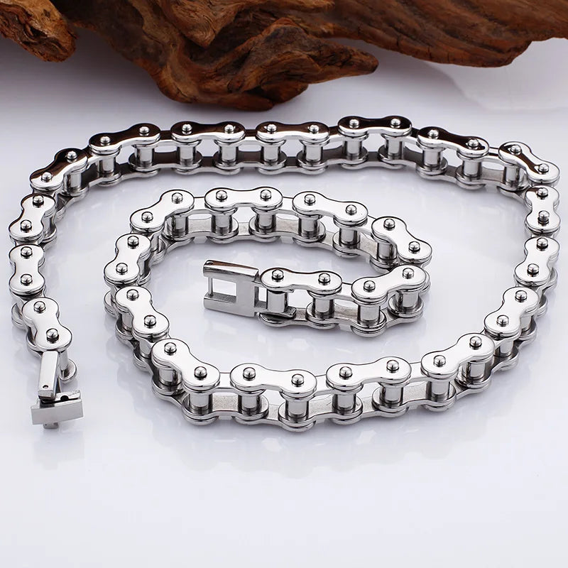 Rock And Roll Necklace Men 11MM 22" 316L Stainless Steel Men's Bicycle Bike Motorcycle Link Chain Necklaces Jewelry Accessories