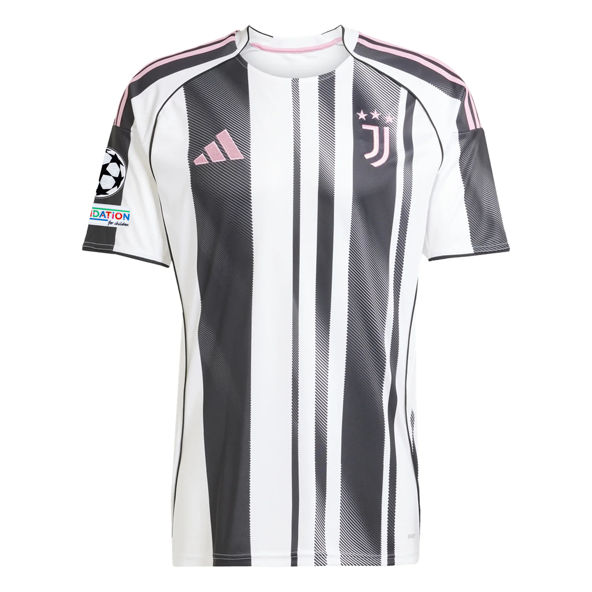 adidas Juventus J. David Home Jersey w/ Champions League Patches 25/26 (White/Black/Pink)