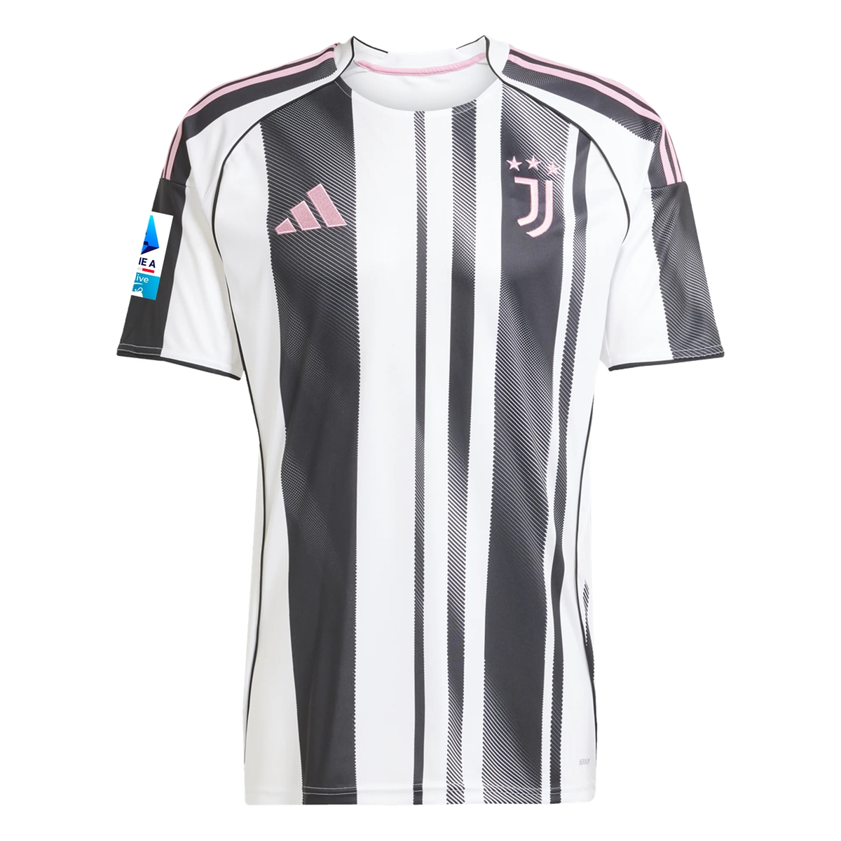 adidas Men's Juventus Rugani Home Jersey w/ Serie A Patch 25/26 (White/Black/Pink)