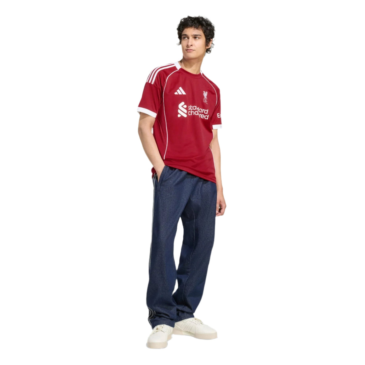 adidas Men's Liverpool Chiesa Home Jersey 25/26 w/ Champions League Patches (Strawberry Red)
