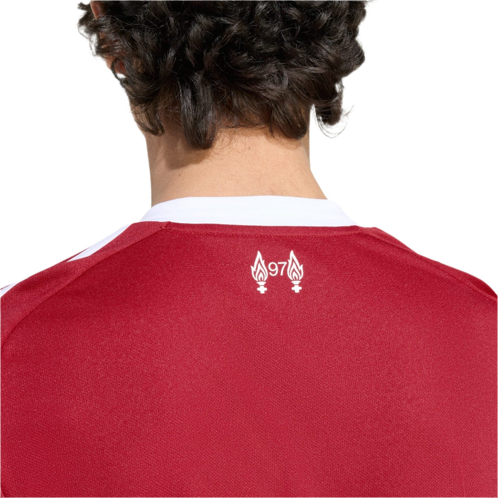 adidas Men's Liverpool Chiesa Home Jersey 25/26 w/ Champions League Patches (Strawberry Red)