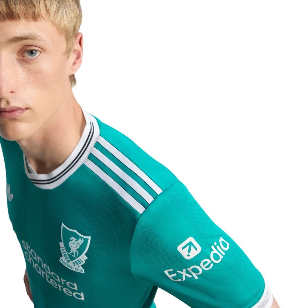 adidas Liverpool FC Authentic Florian Wirtz Third Jersey w/ EPL + No Room For Racism Patches 25/26 (Sea Green)