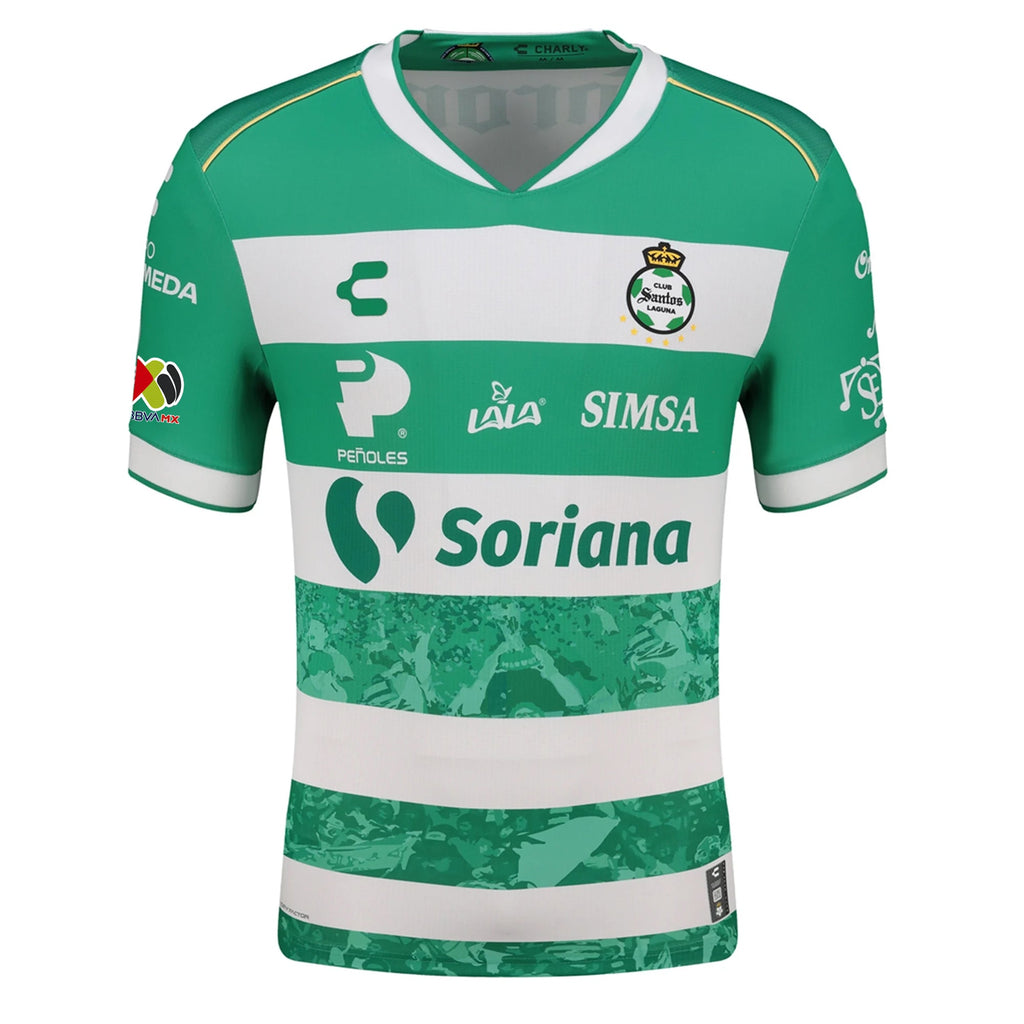 Charly Javier Guemez Men's Santos Laguna Home Jersey 25/26 w/ BBVA MX Patches (Green/White)