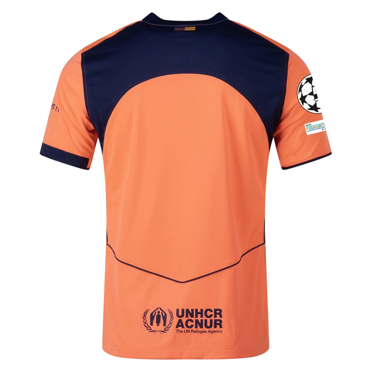 Nike FC Barcelona Third T90 Authentic Jersey 25/26 w/ Champions League Patches (Bright Mango/Midnight Navy)
