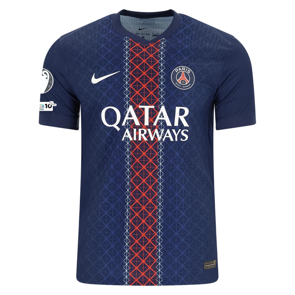 Nike Men's Neves Paris Saint-Germain Authentic Home Jersey 25/26 w/ Champions League Patches (Navy)