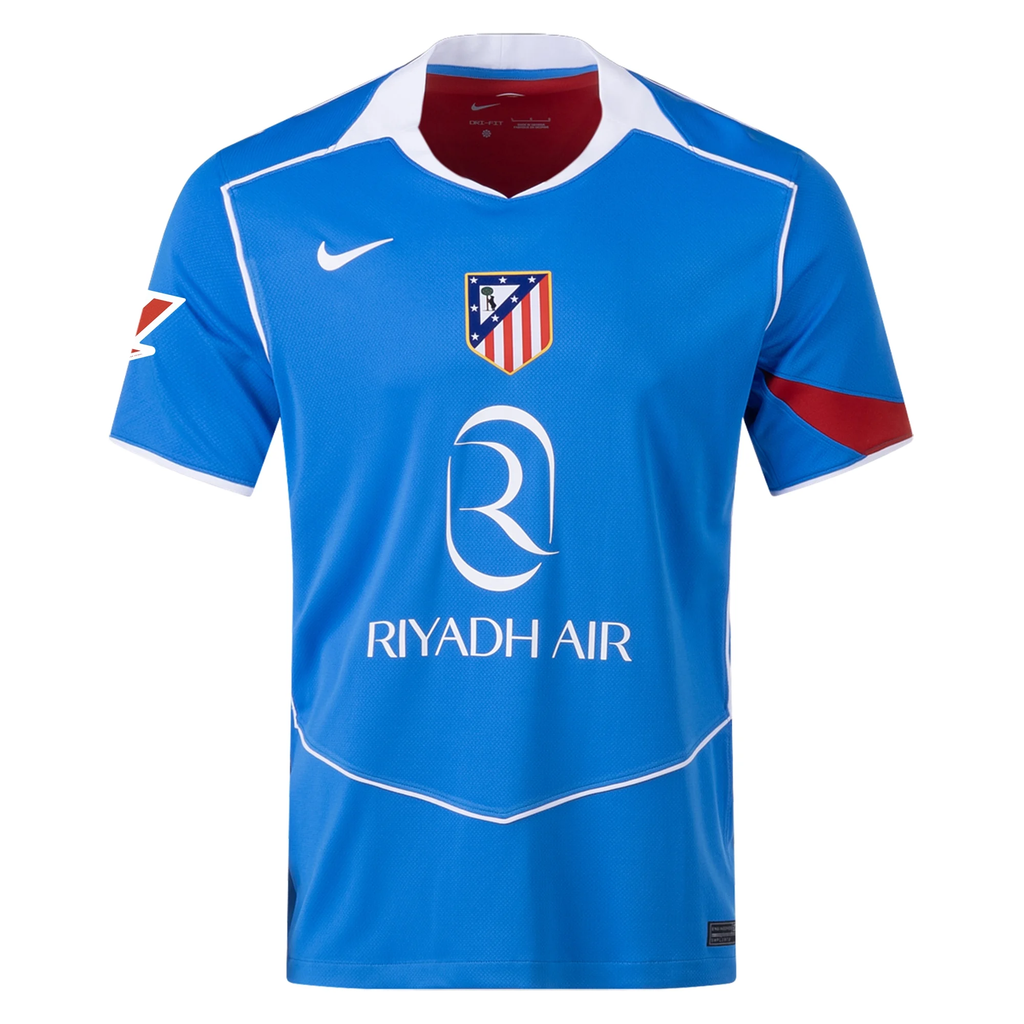 Nike Men's Atletico Madrid Nicolás González T90 Third Jersey La Liga Patch 25/26 (Photo Blue/Sport Red)