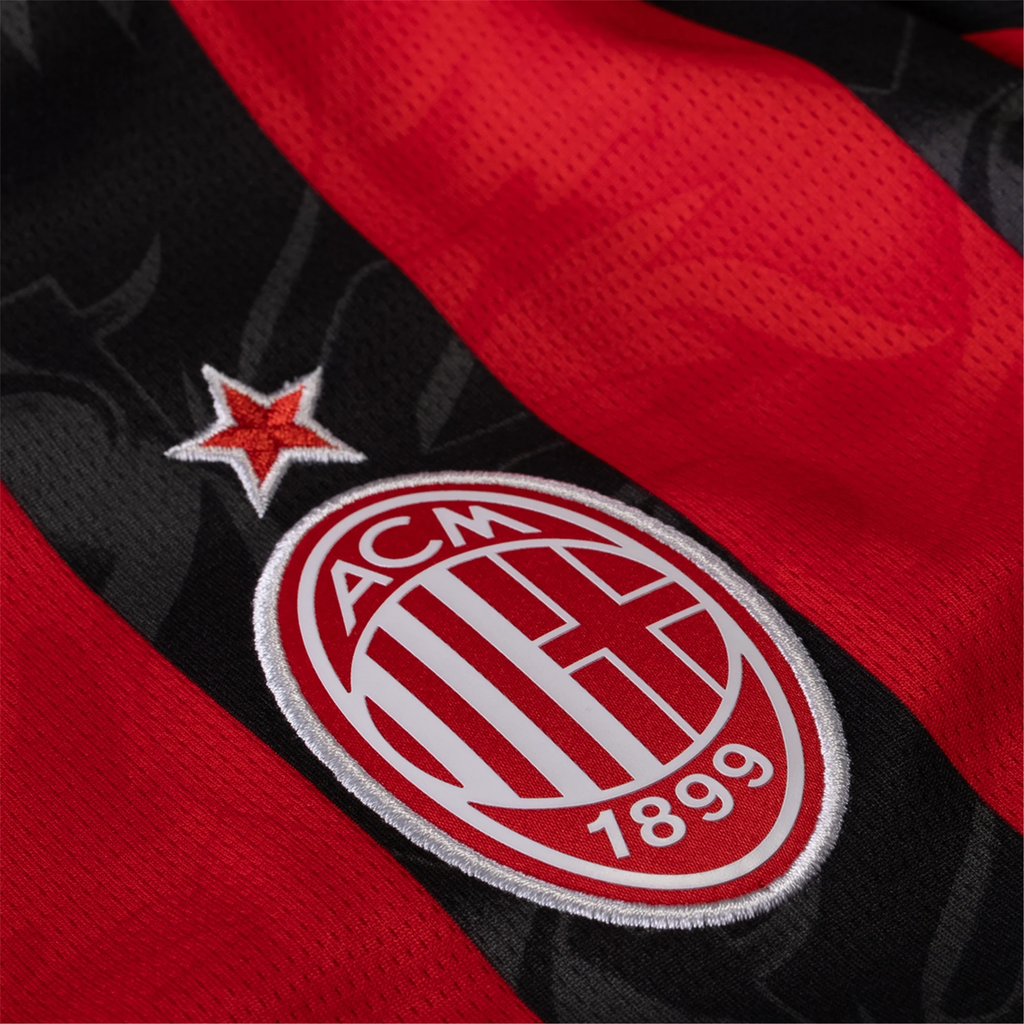 Puma Pulisic Men's AC Milan Home Jersey w/ Champions League Patches 25/26 (Red/Black)