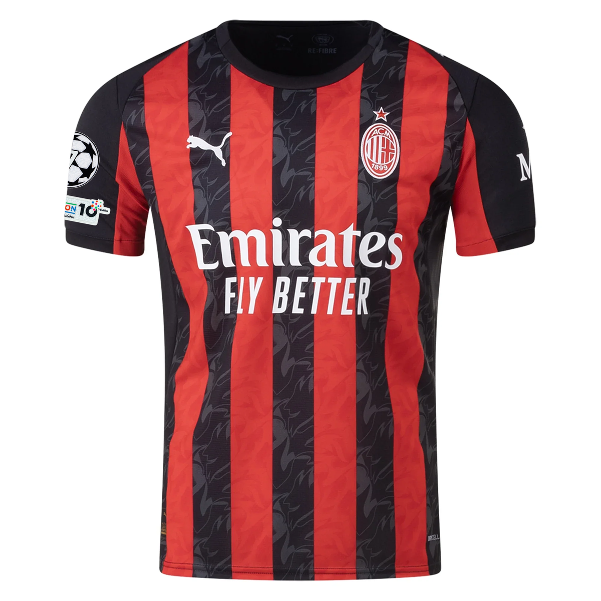 Puma Pulisic Men's AC Milan Home Jersey w/ Champions League Patches 25/26 (Red/Black)
