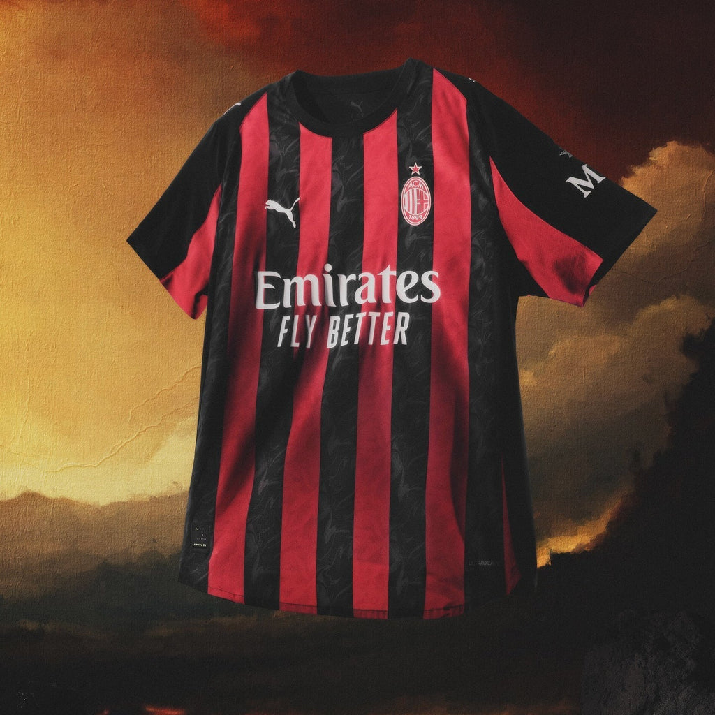 Puma Bartesaghi Men's AC Milan Authentic Home Jersey 25/26 w/ Seria A Patch (Red/Black)