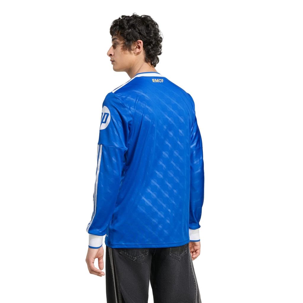 adidas Men's Real Madrid Lucas V. Long Sleeve Third Jersey w/ Champions League Patches 25/26 (Blue/White)