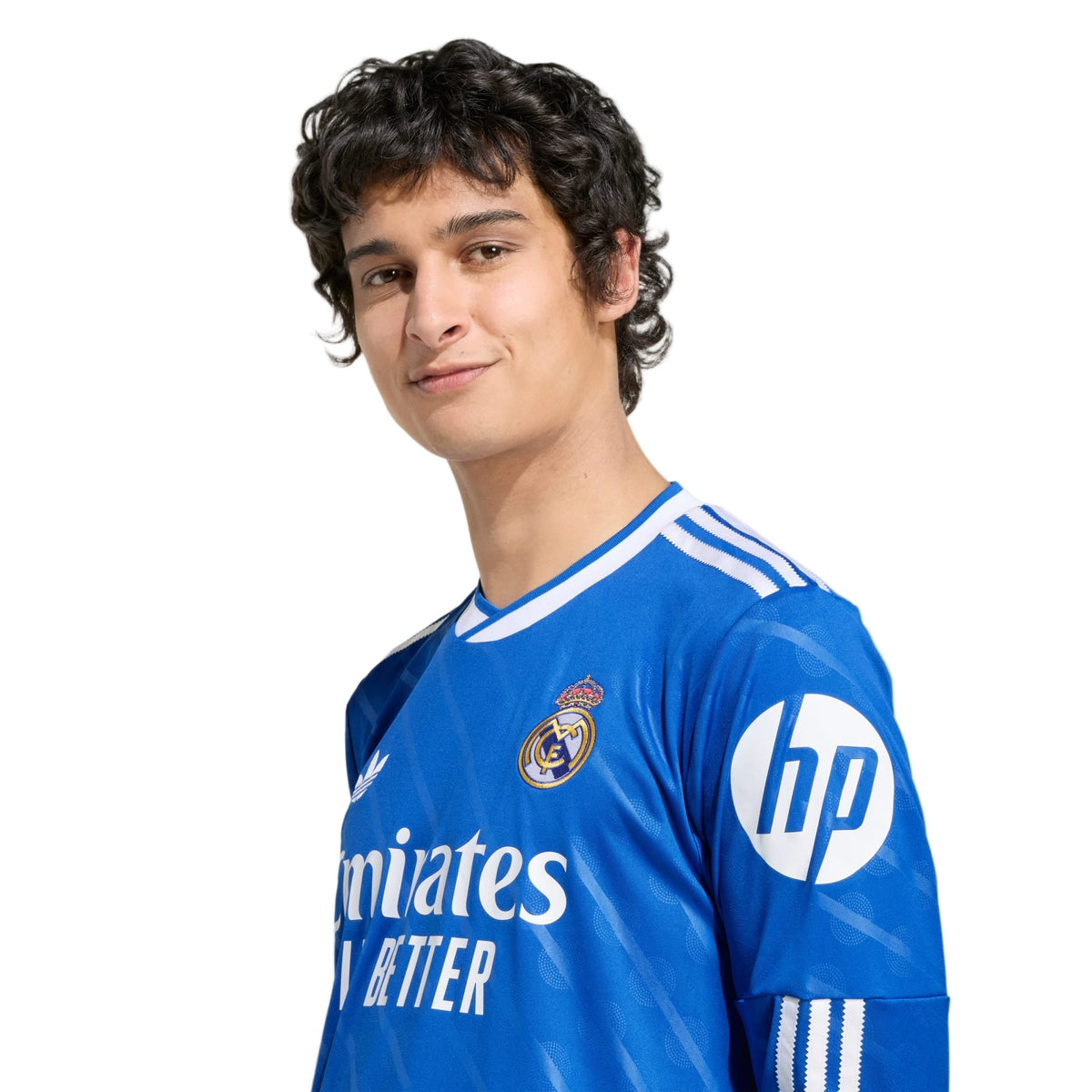adidas Men's Real Madrid Lucas V. Long Sleeve Third Jersey w/ Champions League Patches 25/26 (Blue/White)
