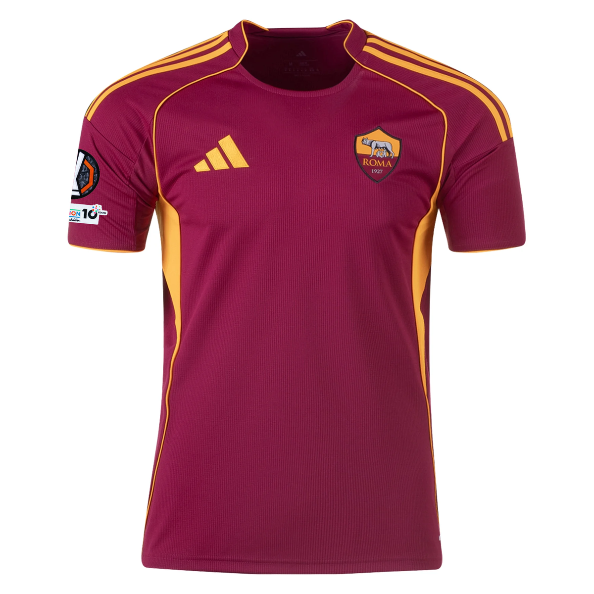 adidas Men's Roma Konstantinos Tsimikas Home Jersey w/ Europa League Patches 25/26 (Burgundy)