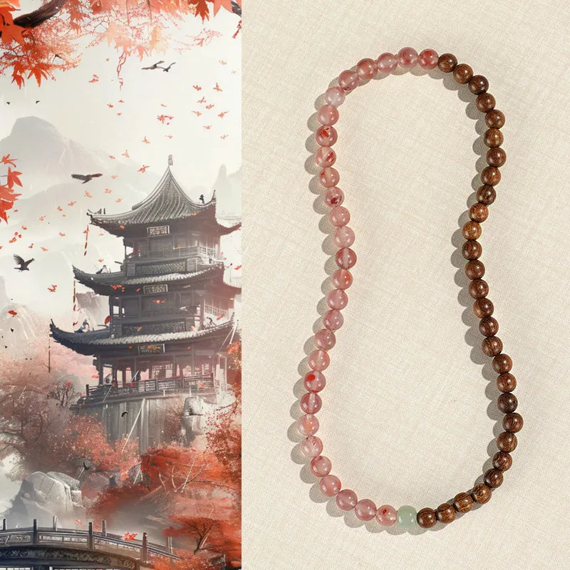 Golden Sandalwood Strawberry Crystal Beaded Bracelet For Women s Literature And Art Purple Grey Agate Southern Red Handstring Lu