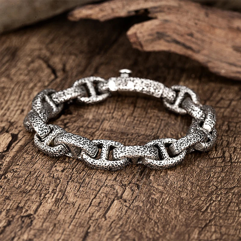 European American Retro Personality Fashion Characters Stainless Steel Bracelet Men's Are Old Thick Bangle For Male Fashion Gift