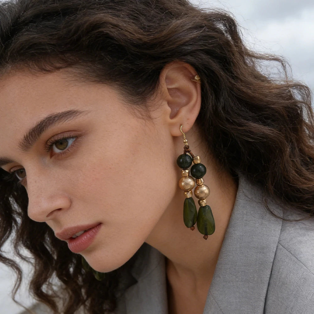 Earrings (Boho Earthy) Warm Statement Jewelry Perfect For Brunch Beach Date Casual Stylish Outfits That Blend Rich Tones