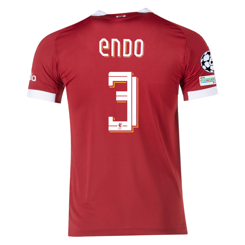 adidas Men's Liverpool FC Authentic Endo Home Jersey 25/26 w/ Champions League Patches (Strawberry Red)