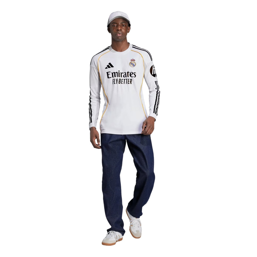 adidas Real Madrid Fran Garcia Long Sleeve Home Jersey w/ Intercontinental + Champions League Patches 25/26 (White)