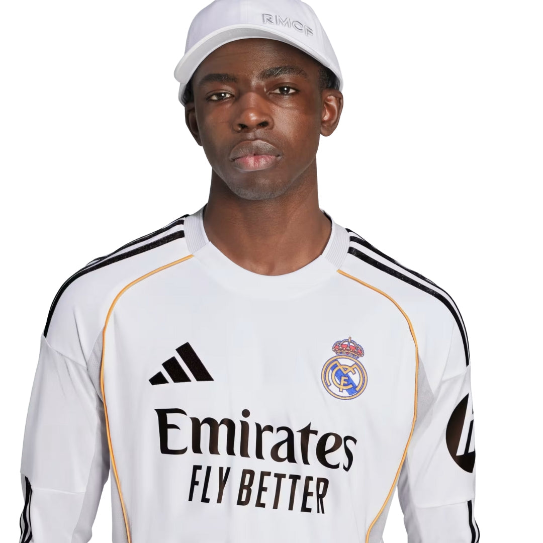 adidas Real Madrid F. Mendy Long Sleeve Home Jersey w/ Intercontinental + Champions League Patches 25/26 (White)
