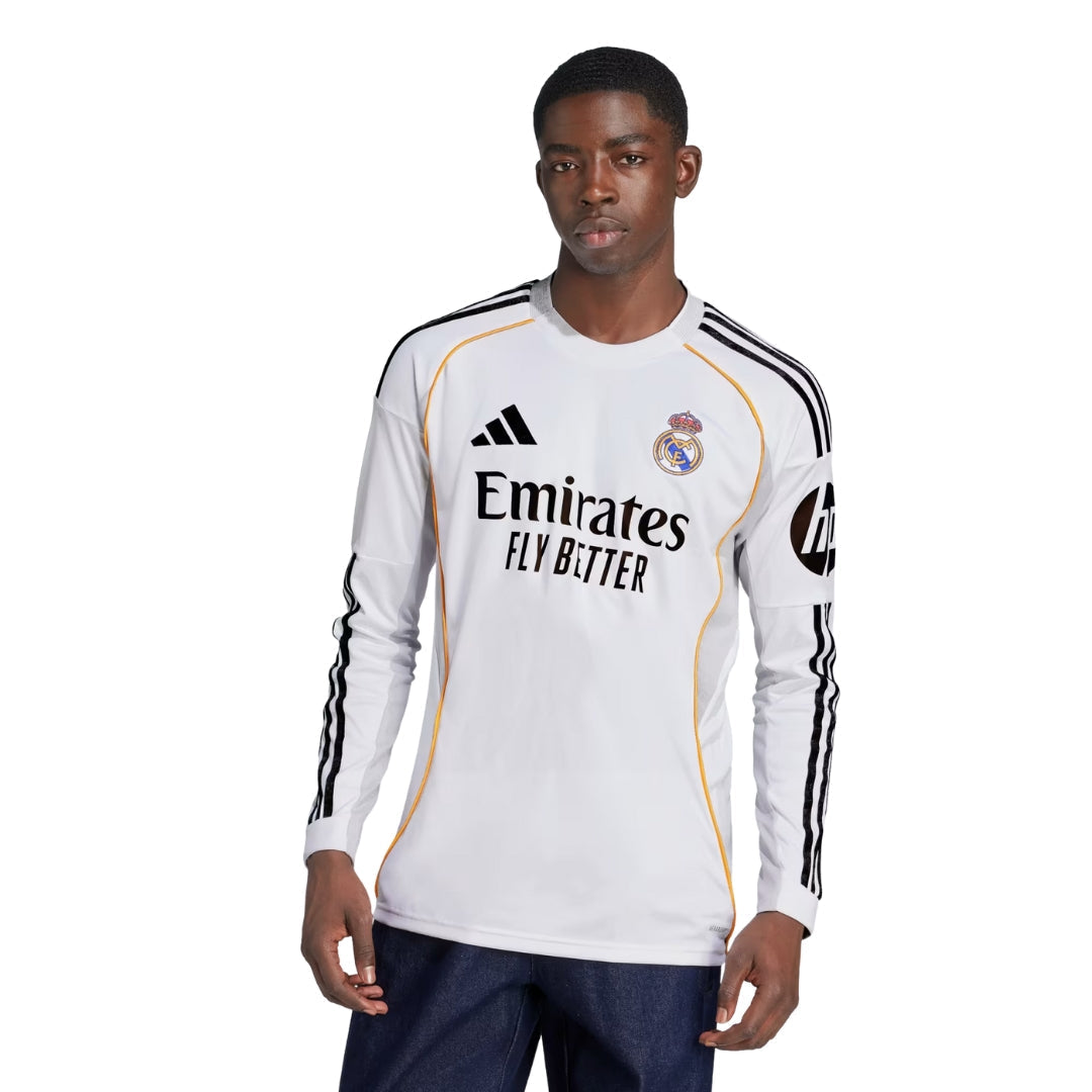 adidas Real Madrid Arda Guler Long Sleeve Home Jersey w/ Intercontinental + Champions League Patches 25/26 (White)