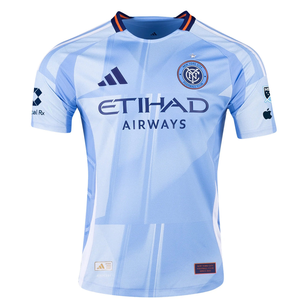 adidas James Sands New York City FC Authentic Home Jersey 25/26 w/ MLS Patches (Bahia Light Blue)