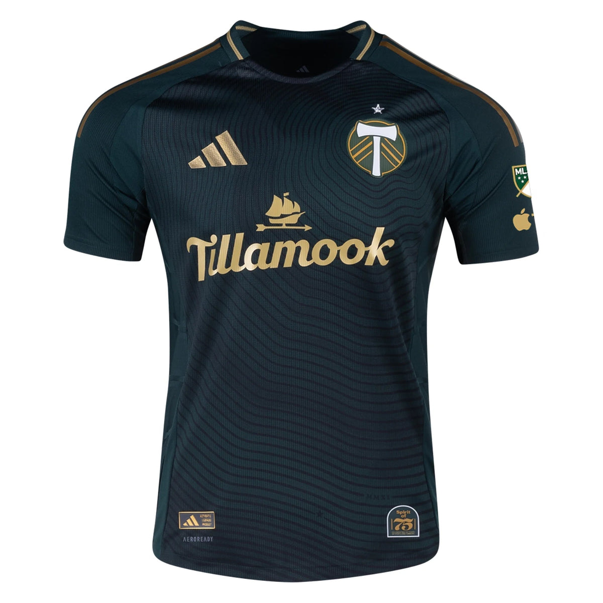 adidas Finn Surman Portland Timbers Authentic Home Jersey w/ MLS & Apple Patch 25/26 (Green/Gold)