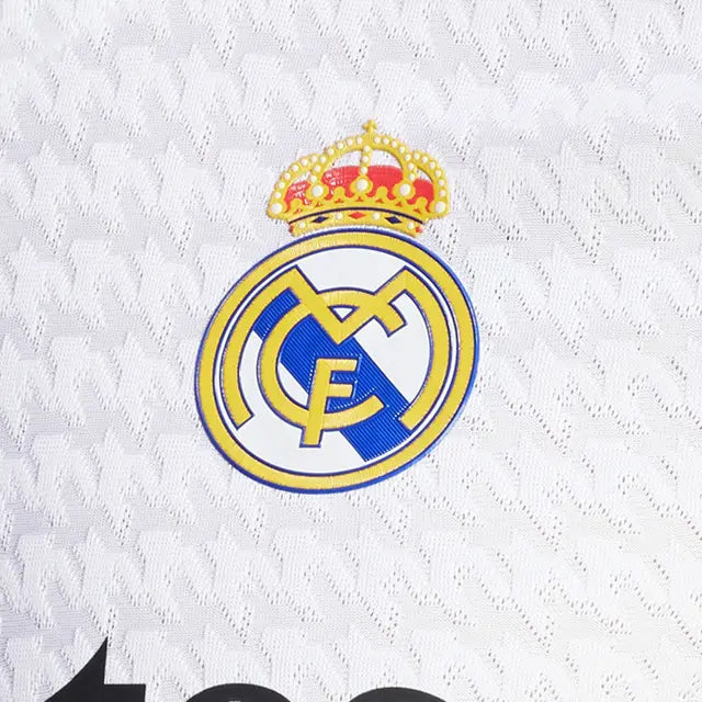 adidas Mbappé Real Madrid Authentic Home Jersey w/ La Liga Patches 24/25 (White/Black)
