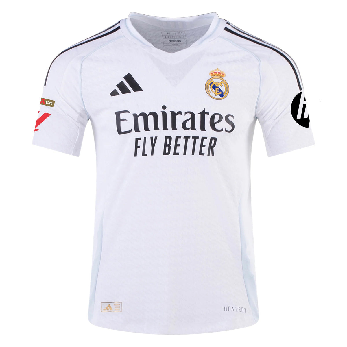 adidas Mbappé Real Madrid Authentic Home Jersey w/ La Liga Patches 24/25 (White/Black)
