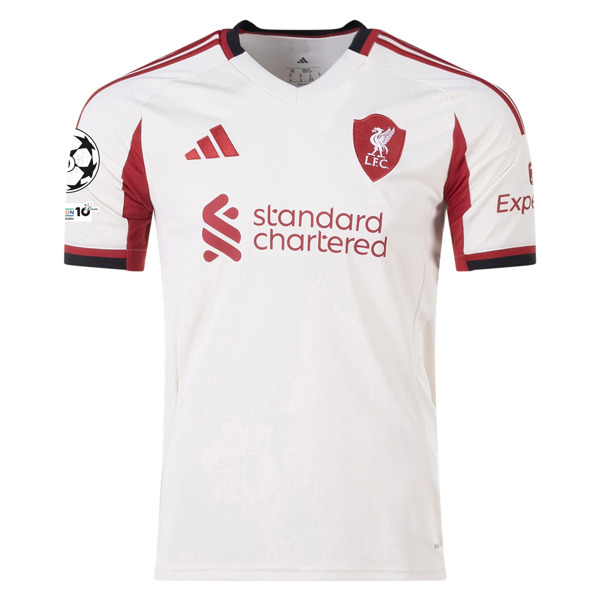 adidas Men's Liverpool Connor Bradley Away Jersey w/ Champions League Patches 25/26 (Wonder White)