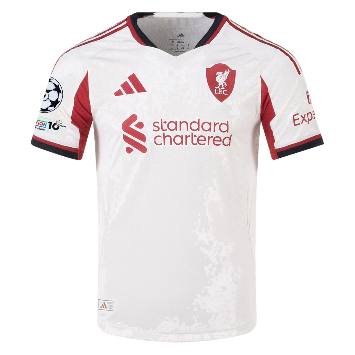 adidas Men's Liverpool Authentic Cody Gakpo Away Jersey w/ Champions League Patches 25/26 (Wonder White)